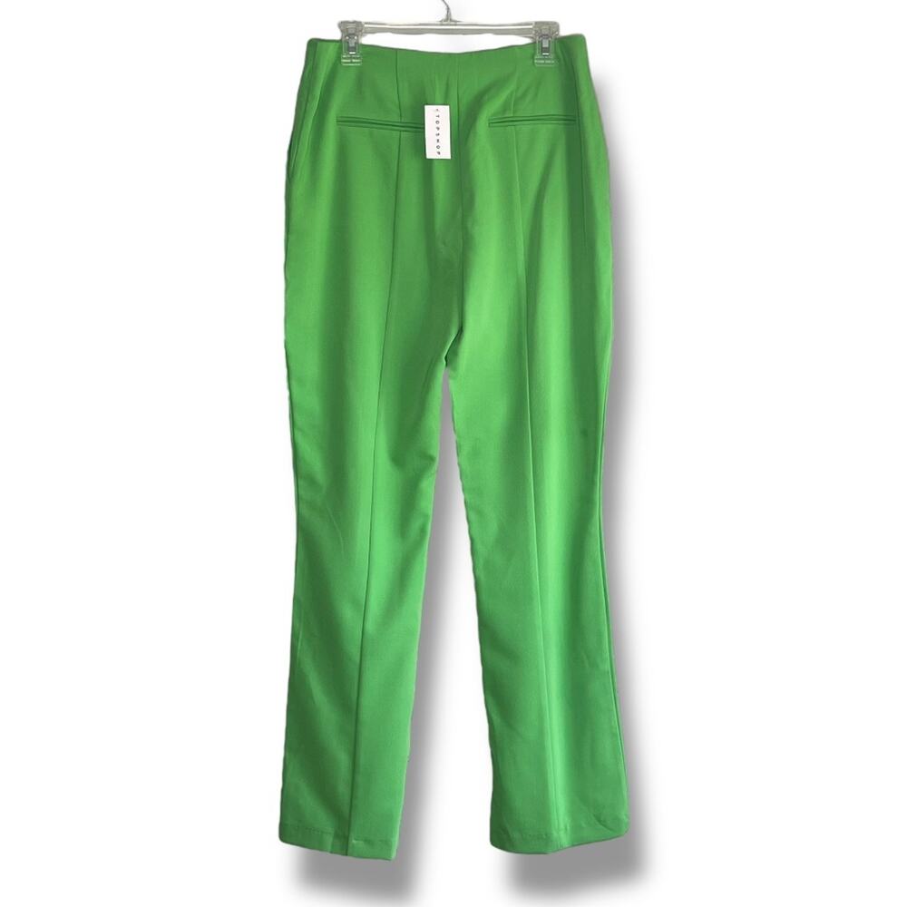 TOPSHOP pintuck high waist dress pants trousers bright kelly green NWT Women's 8 - Picture 10 of 11